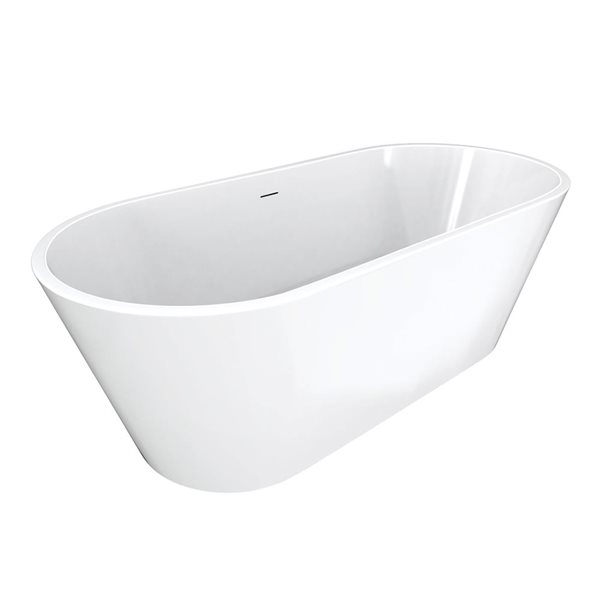 Maax Calinda 67 x 31-in White Acrylic Freestanding Oval Center Drain Bathtub