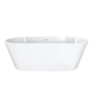 Maax Calinda 67 x 31-in White Acrylic Freestanding Oval Center Drain Bathtub