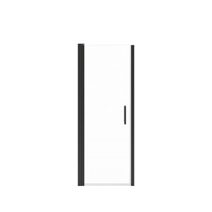 Maax Manhattan 27-29 x 68 in 6 mm Matte Black Pivot Shower Door for Alcove Installation with Clear Glass & Round Handle