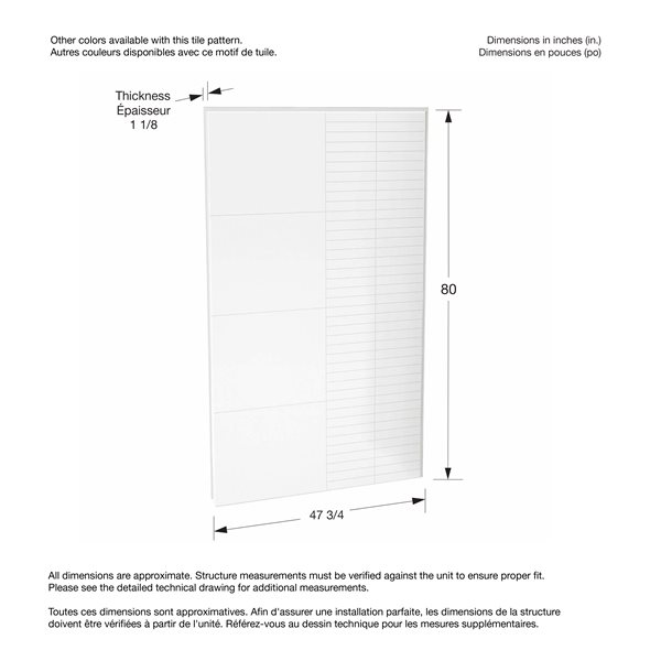 Maax Utile 48-in Erosion Bora White Composite Direct-to-Stud Back Wall