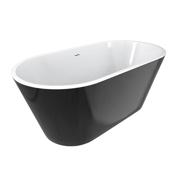 Maax Calinda 60 x 30-in Black Acrylic Freestanding Oval Center Drain Bathtub