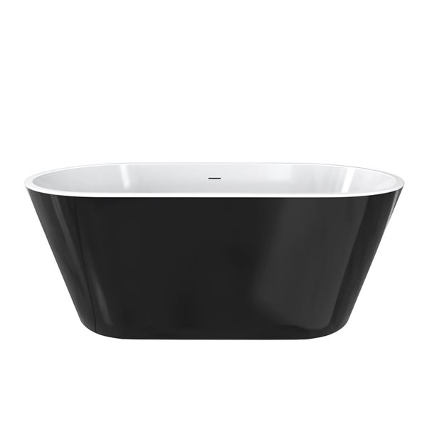 Maax Calinda 60 x 30-in Black Acrylic Freestanding Oval Center Drain Bathtub