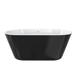 Maax Calinda 60 x 30-in Black Acrylic Freestanding Oval Center Drain Bathtub