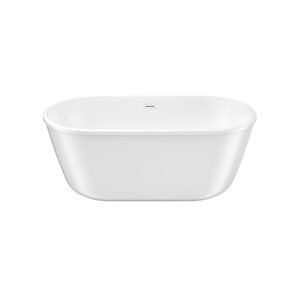 Maax Griffin 58 x 29 White AcrylX Freestanding Center Drain Bathtub with White Skirt