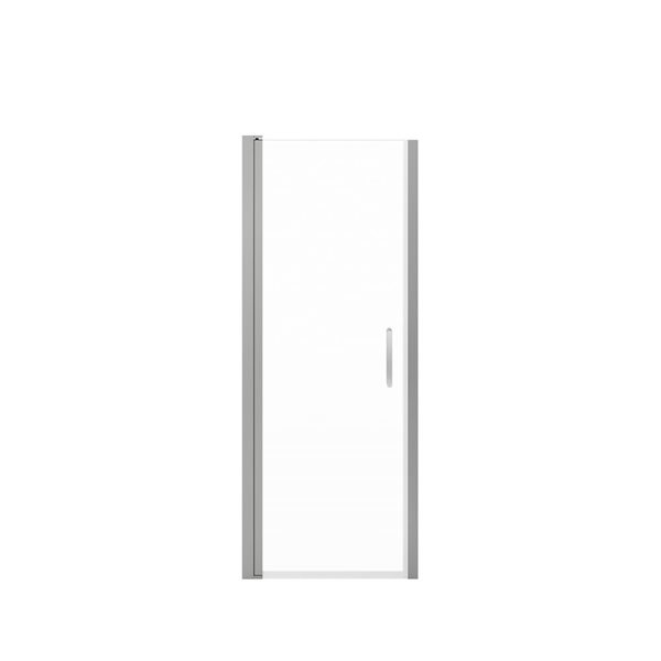 Maax Manhattan 23-25 x 68 in 6 mm Chrome Pivot Shower Door for Alcove Installation with Clear Glass & Round Handle