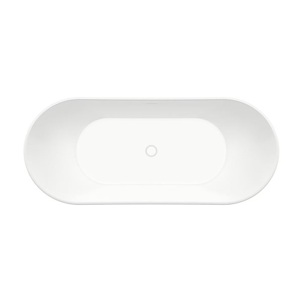 Maax Mahaba 67 x 29-in White Acrylic Freestanding Oval Center Drain Bathtub