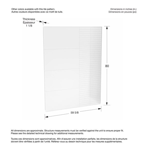 Maax Utile 60-in Erosion Bora White Composite Direct-to-Stud Back Wall