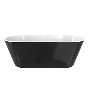 Maax Calinda 67 x 31-in Black Acrylic Freestanding Oval Center Drain Bathtub