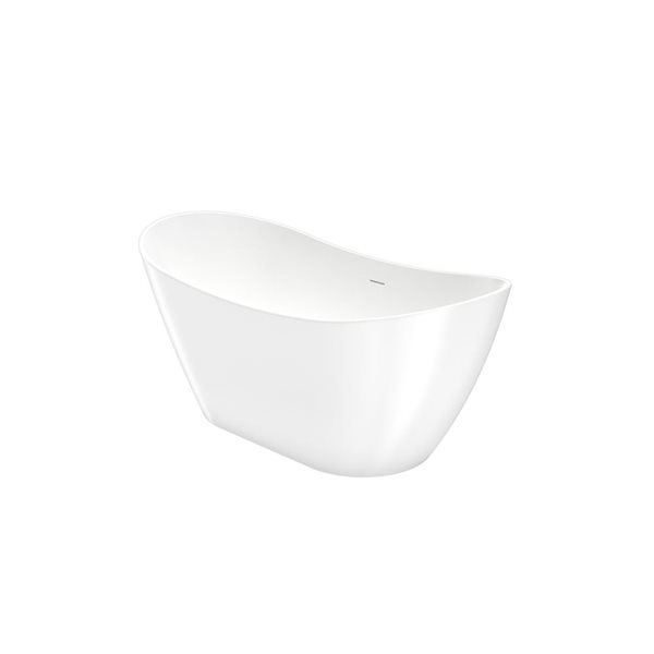 Maax Mahaba 60 x 29-in White Acrylic Freestanding Oval Center Drain Bathtub