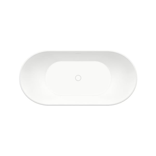 Maax Mahaba 60 x 29-in White Acrylic Freestanding Oval Center Drain Bathtub