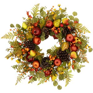 Northlight 26-in Unlit Apples and Pears Artificial Fall Harvest Wreath