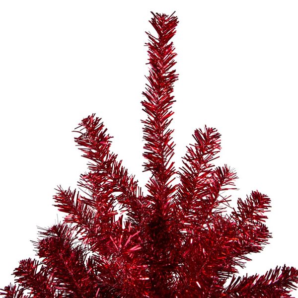 Northlight 7-ft Unlit Metallic Red Tinsel Artificial Christmas Tree