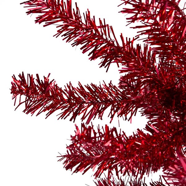 Northlight 7-ft Unlit Metallic Red Tinsel Artificial Christmas Tree