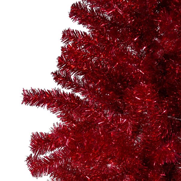 Northlight 7-ft Unlit Metallic Red Tinsel Artificial Christmas Tree