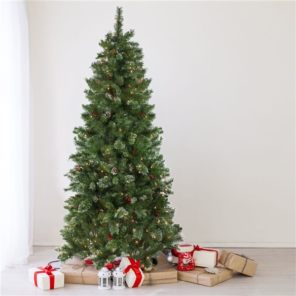 Northlight 7.5-ft Pre-Lit Medium Mixed Pine Glittered Artificial Christmas Tree with Clear Lights