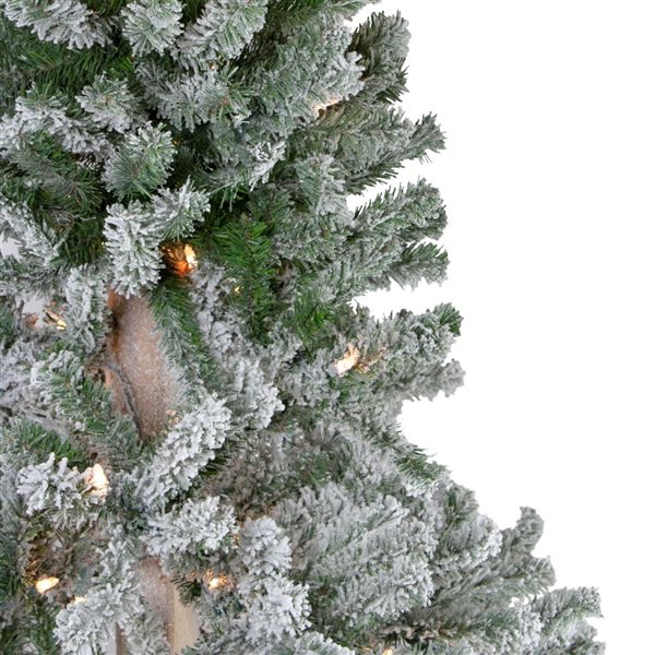 Northlight 6-ft Pre-Lit Flocked Alpine Artificial Christmas Tree with Clear Lights