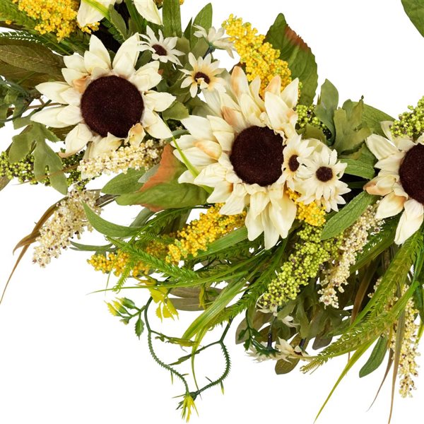 Northlight 24-in Beige Sunflowers Artificial Fall Harvest Wreath