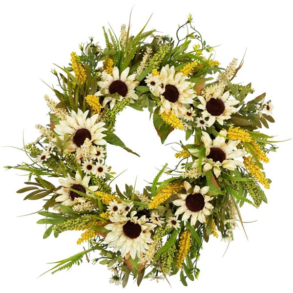 Northlight 24-in Beige Sunflowers Artificial Fall Harvest Wreath