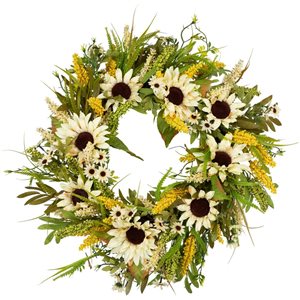 Northlight 24-in Beige Sunflowers Artificial Fall Harvest Wreath