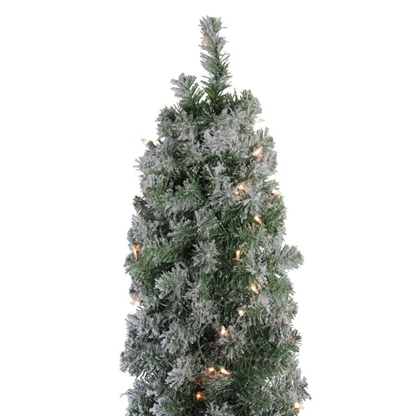 Northlight 6-ft Pre-Lit Pencil Flocked Green Pine Artificial Christmas Tree with Clear Lights