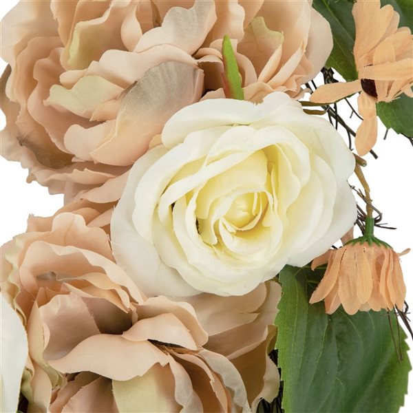 Northlight 22-in Peach and White Floral Fall Harvest Artificial Wreath