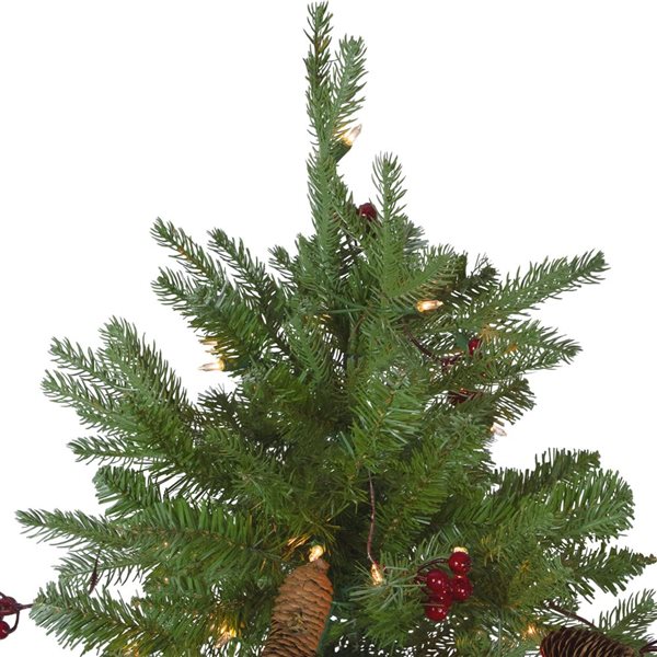 Northlight Real Touch 6.5-ft Pre-Lit Medium Mixed Winter Berry Pine Artificial Christmas Tree with Clear Lights