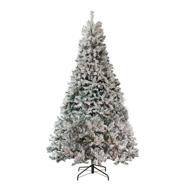 Northlight 6.5-ft Pre-Lit Flocked Pine Medium Artificial Christmas Tree with Clear Lights