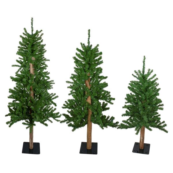 Northlight Set of 3 Unlit Alpine Artificial Christmas Trees - 3-ft,  4-ft and 5-ft