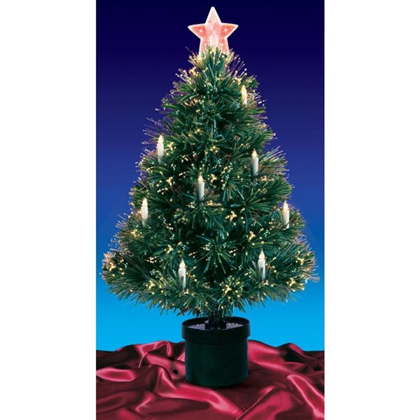 Northlight 4-ft Pre-Lit Fiber Optic Artificial Christmas Tree with Candles with Multi Lights