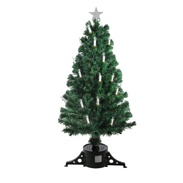 Northlight 4-ft Pre-Lit Fiber Optic Artificial Christmas Tree with Candles with Multi Lights