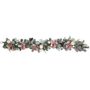 Northlight 6-ft Pink Floral and Ball Ornament Frosted Pine Artificial Christmas Garland