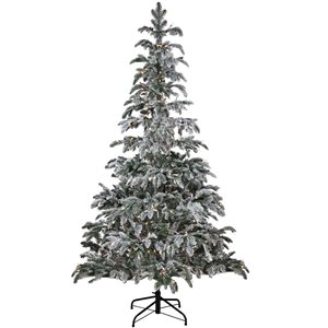 Northlight Real Touch 6.5-ft Pre-Lit Full Flocked Whistler Noble Fir Artificial Christmas Tree with Clear Lights