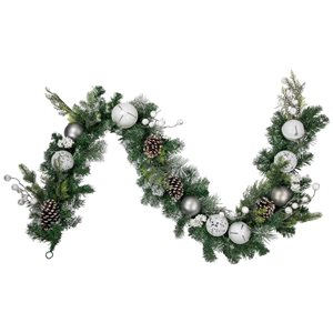 Northlight 6-ft Unlit Green Pine Frosted Artificial Christmas Garland with Pinecones and Ornaments