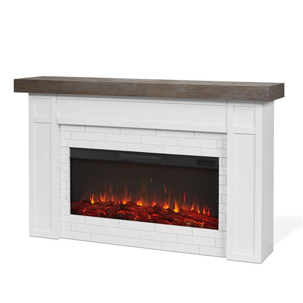 Real Flame Cravenhall 64-in Landscape Electric Fireplace in White