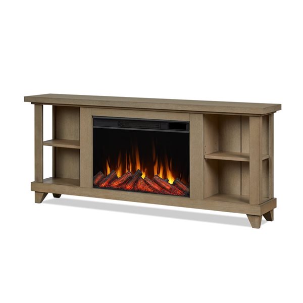 Real Flame Penrose 58-in Slim Electric Fireplace TV Stand in Driftwood