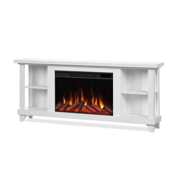 Real Flame Penrose 58-in Slim Electric Fireplace TV Stand in White