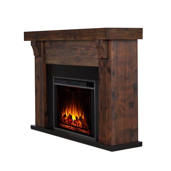 Real Flame Gunnison 64-in Grand Electric Fireplace in Chestnut Barnwood