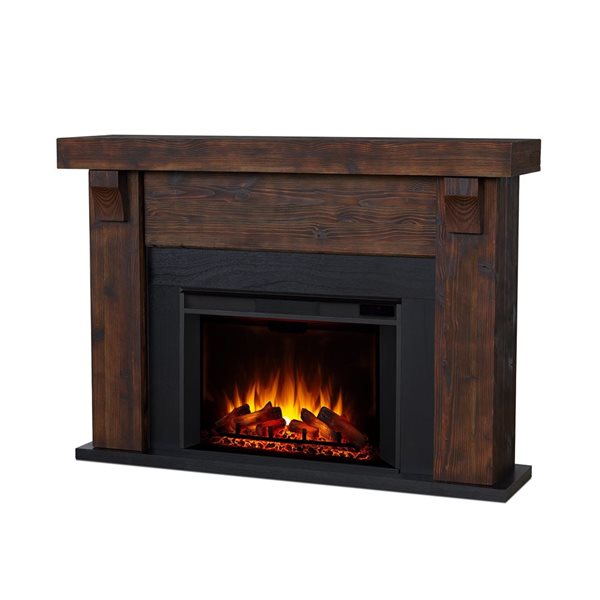 Foyer électrique noble Gunnison de Real Flame 64 po en bois de noyer massif