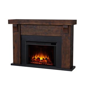 Foyer électrique noble Gunnison de Real Flame 64 po en bois de noyer massif