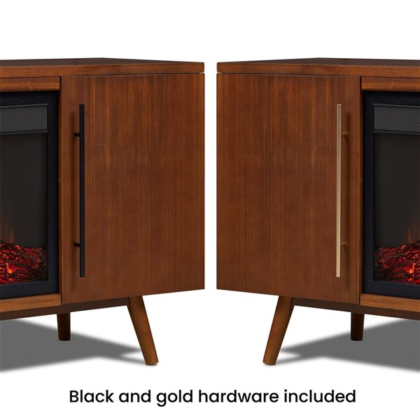 Real Flame Morris 72-in Landscape Electric Fireplace TV Stand in Vintage Black Maple