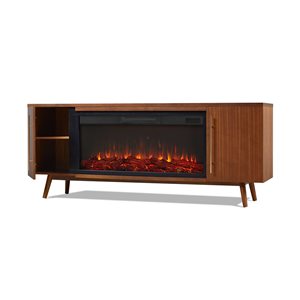 Real Flame Morris 72-in Landscape Electric Fireplace TV Stand in Vintage Black Maple