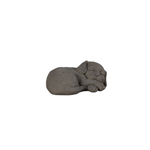 Hi-Line Gift Ltd 6-in H Antique Grey Clay Peaceful Rest Curled Sleeping Dog Memorial Statue