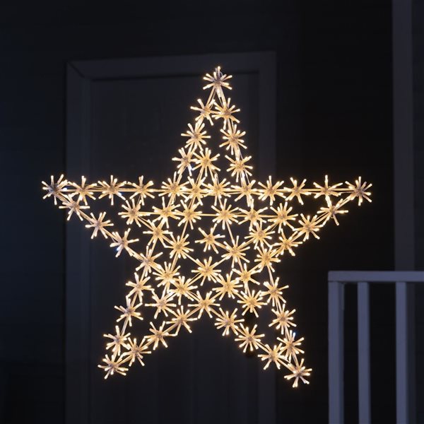 Hi-Line Gift Ltd. 2.75-ft H White Metal Frame Indoor/Outdoor Lighted Star w/ 732 Warm LED Lights