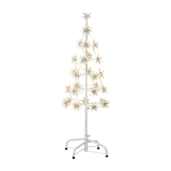 Arbre de Noël illuminé 3 pi h. Hi-Line Ltd. en grappe à cadre de métal blanc avec 448 DEL blanc chaud