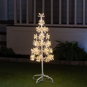 Arbre de Noël illuminé 3 pi h. Hi-Line Ltd. en grappe à cadre de métal blanc avec 448 DEL blanc chaud