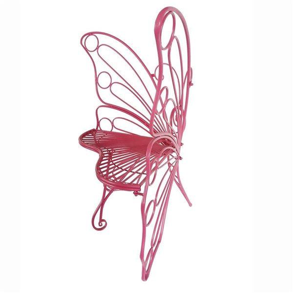 Hi-Line Gift Ltd 45 L x 24 W x 42-in H Pink Metal Butterfly-Shaped Garden Chair
