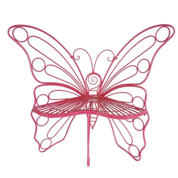 Hi-Line Gift Ltd 45 L x 24 W x 42-in H Pink Metal Butterfly-Shaped Garden Chair