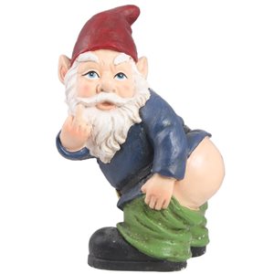Hi-Line Gift Ltd 10-in H Blue/Green/Red Resin Indoor/Outdoor Angry Mooning Gnome Statue
