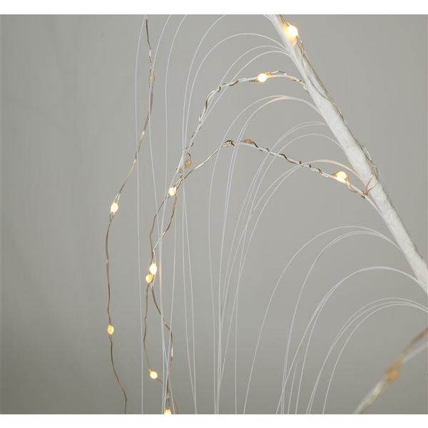 Saule pleureur illuminé int./ext. avec 216 DEL blanc chaud Hi-Line Gift Ltd. 3,9 pi h. en métal blanc