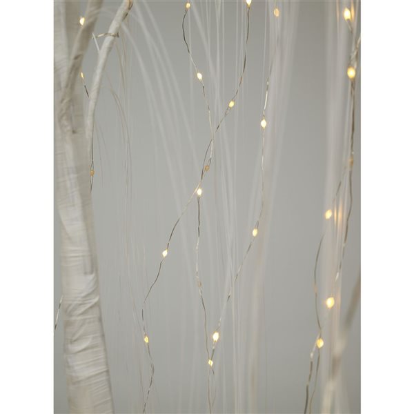 Saule pleureur illuminé int./ext. avec 216 DEL blanc chaud Hi-Line Gift Ltd. 3,9 pi h. en métal blanc